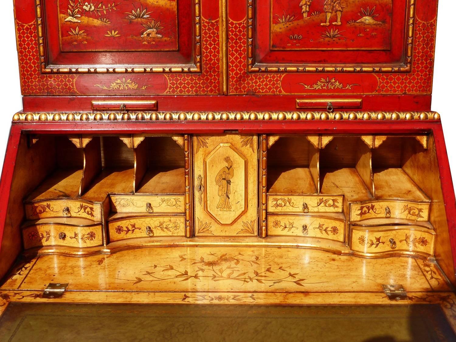  Late 19th/Early 20th Century Lacquer and Gilt Chinoiserie Secretary Bookcase 2