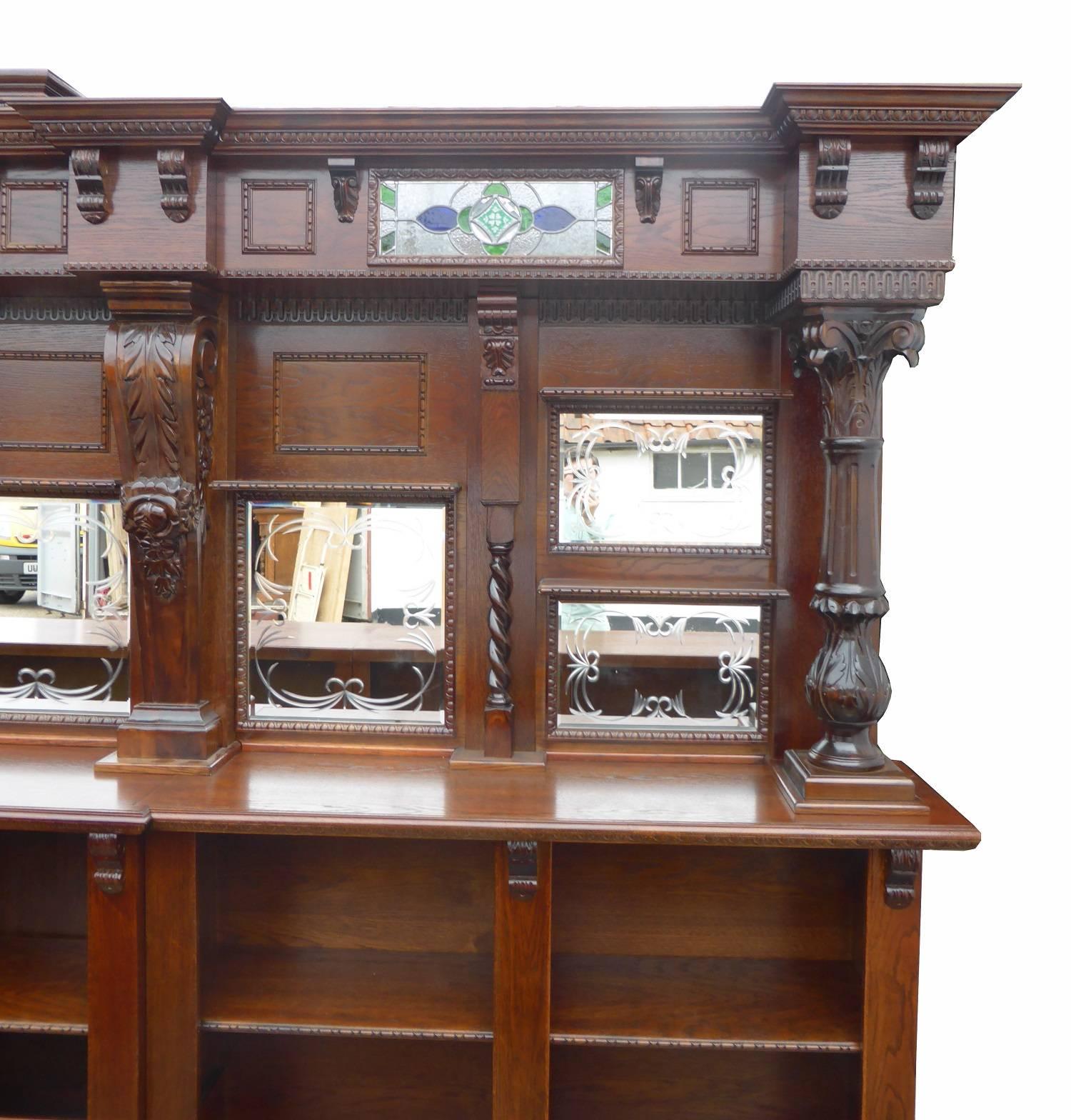 English Carved Oak Front and Back Bar 1