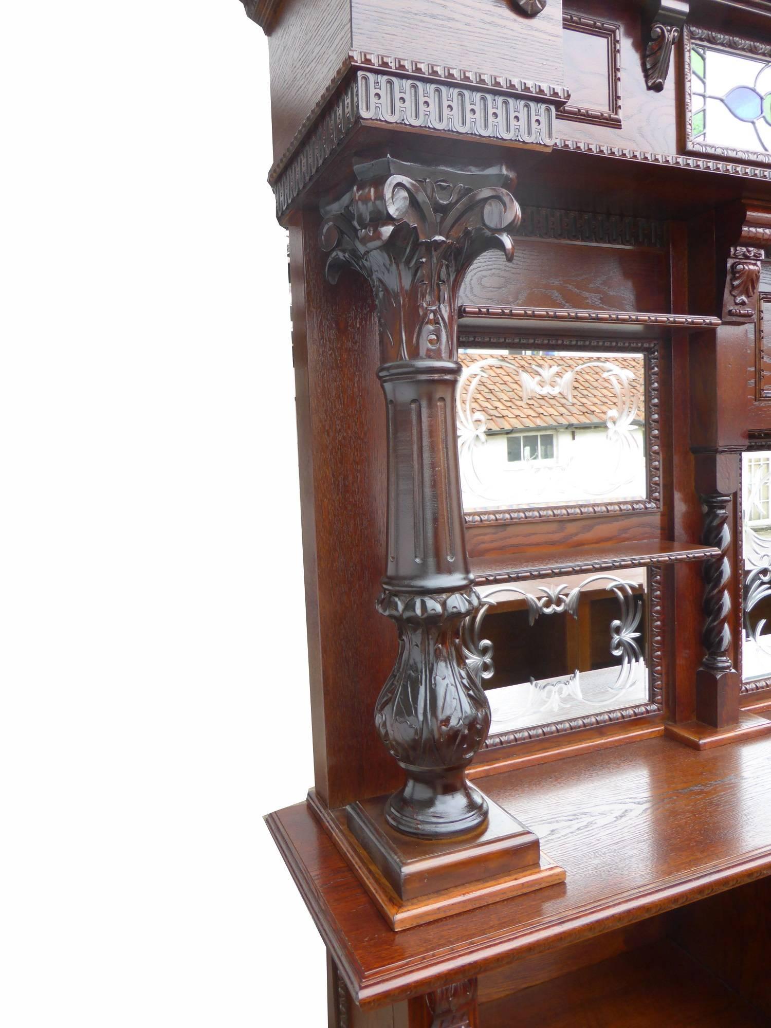 English Carved Oak Front and Back Bar 3