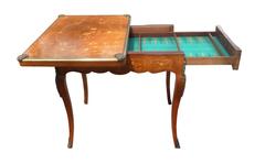 19th Century Walnut and Marquetry Fold over Card Table