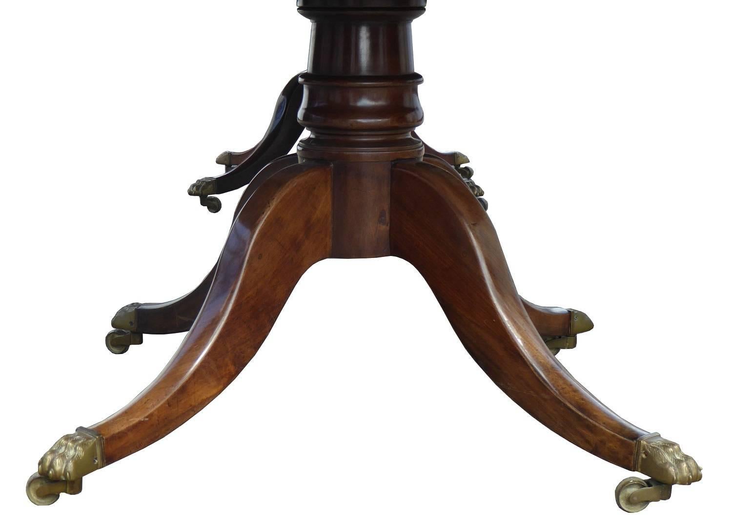 19th Century Large Solid Mahogany Regency Style Dining Table In Good Condition In Chelmsford, Essex