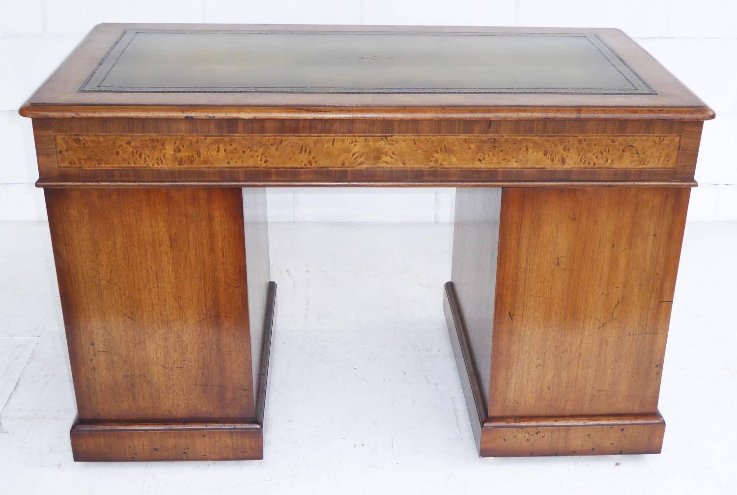 Victorian Burr Walnut Pedestal Desk 2