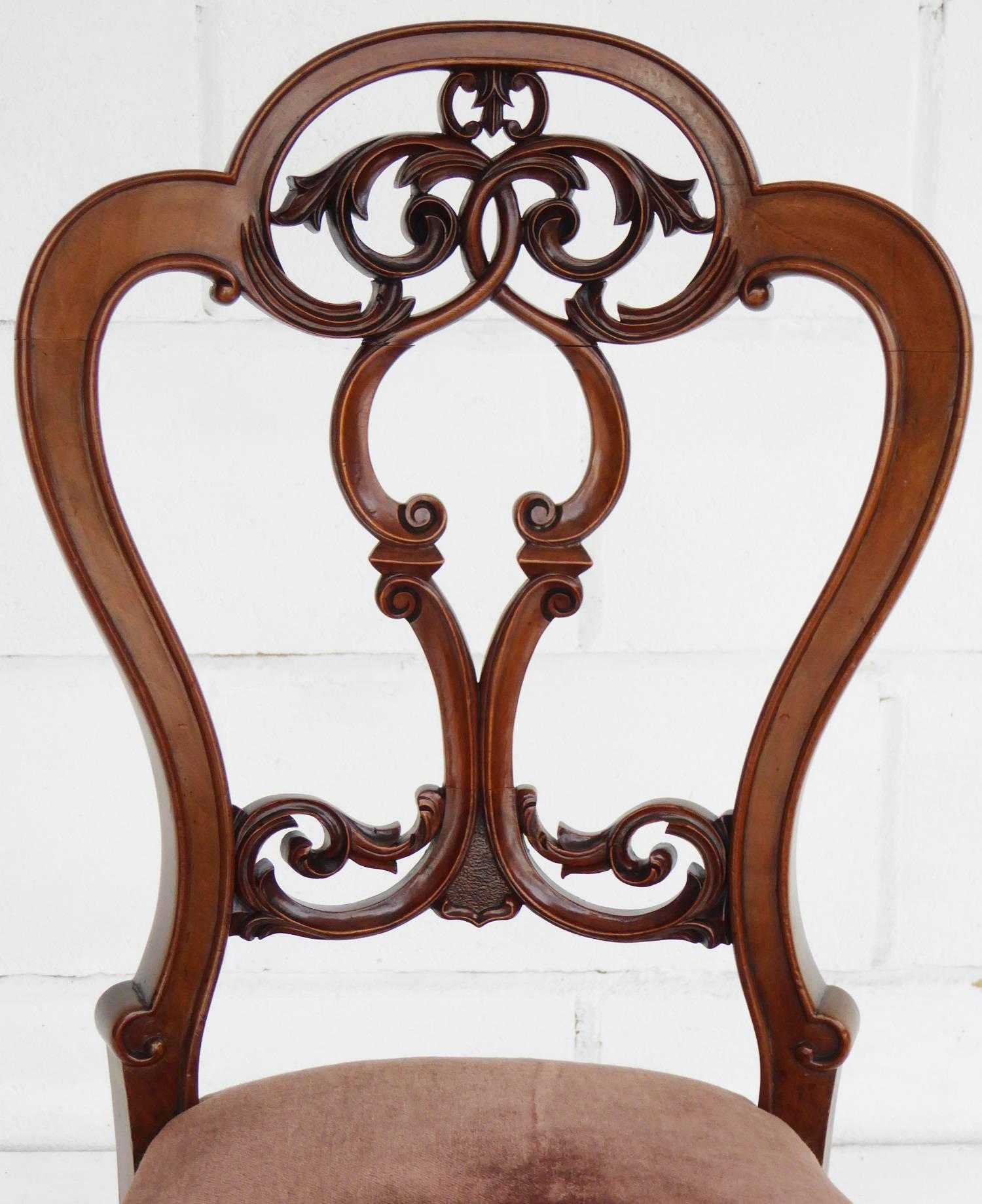 English Set of 12 Victorian Walnut Dining Chairs and Two Salon Chairs