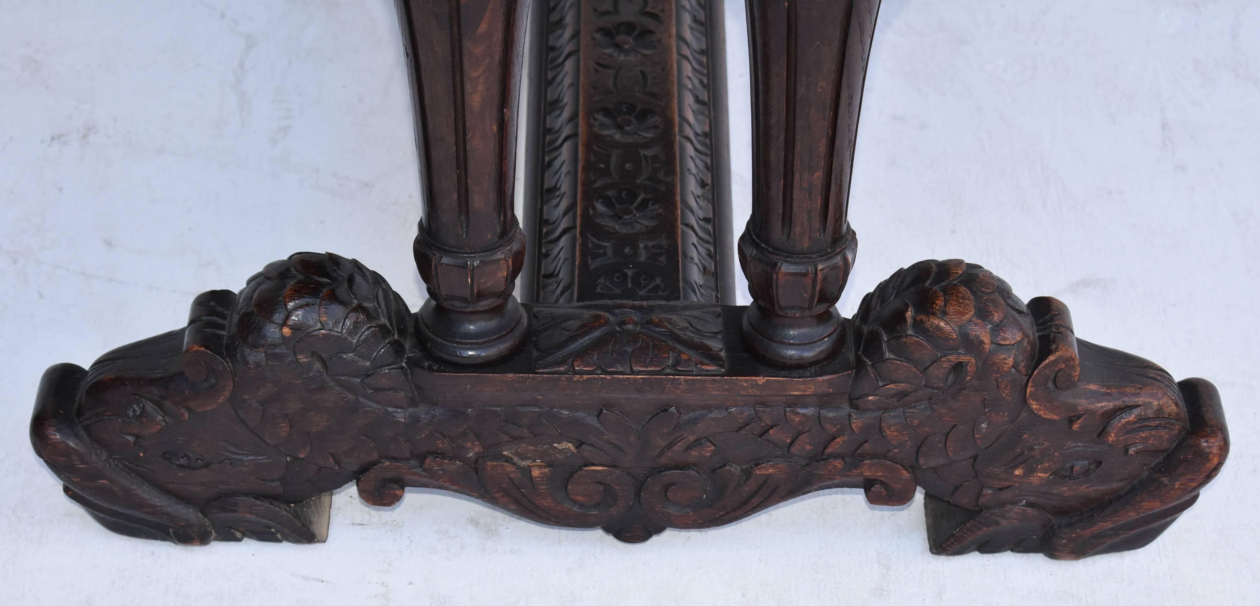 19th Century Victorian Carved Oak Centre Table 2