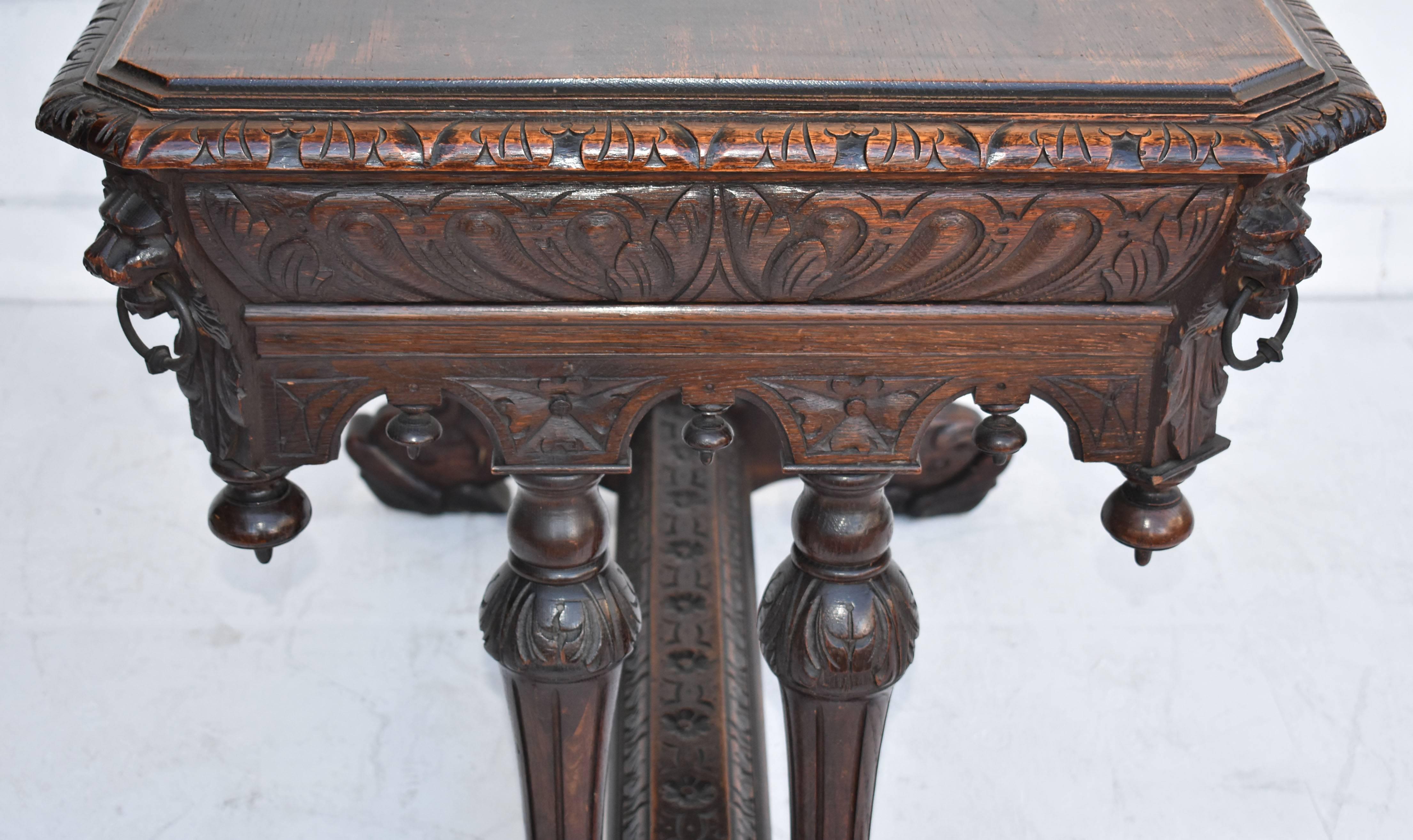 19th Century Victorian Carved Oak Centre Table 3