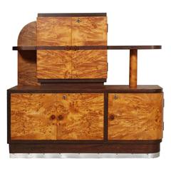 1930 Italian Monumental Art Deco Sideboard , Burl Elmwood by Osvaldo Borsani
