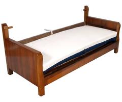 1920s Art Deco Ottoman, Convertible Sofa Bed in Walnut, restored