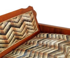 Art Deco Walnut Convertible Daybed Sofa with Original Futurist Fabric, restored