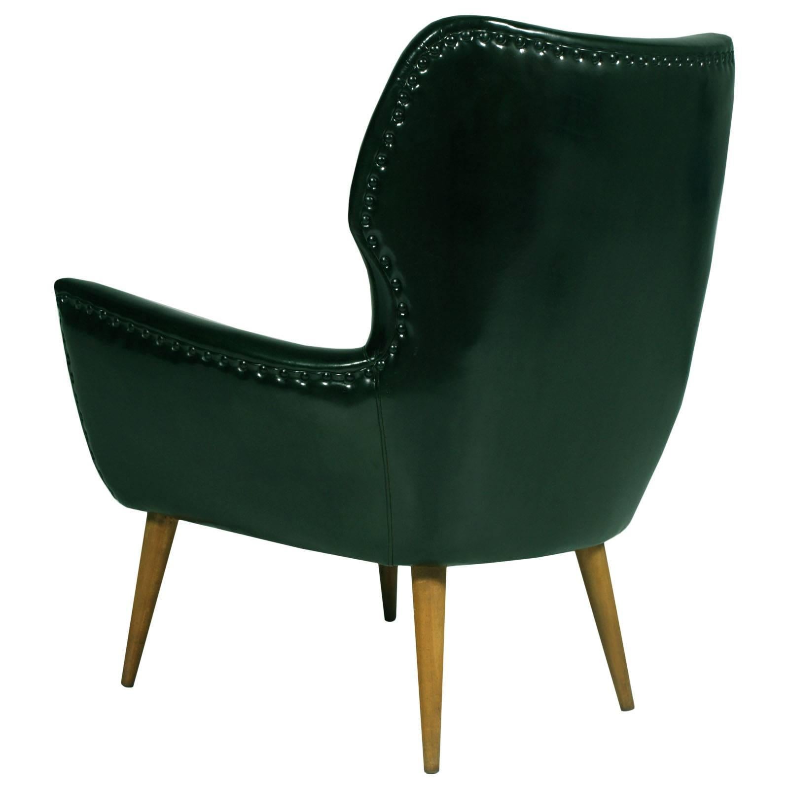 Italian Mid-Century Modern Lounge Club Chair Armchair Gio Ponti Style Synthetic Bottle