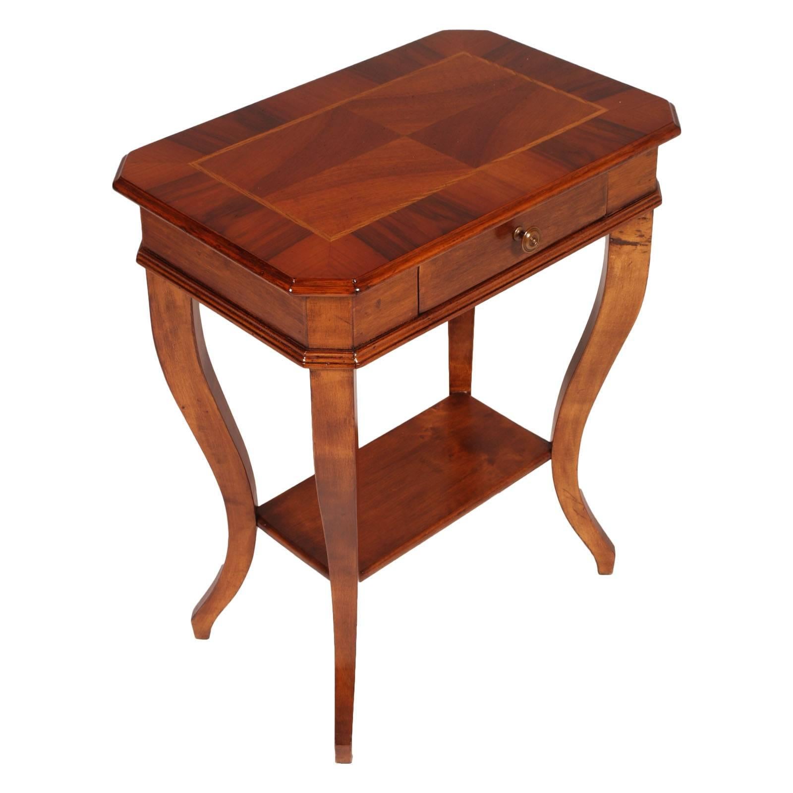 19th Century Louis XV small table saber legs, in walnut, walnut veneered top For Sale