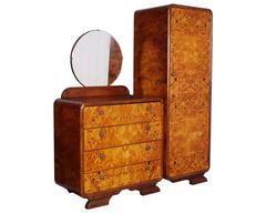 Art Deco Bedroom Set Osvaldo Borsani manner, Birch and Walnut Burl Period, 1930s