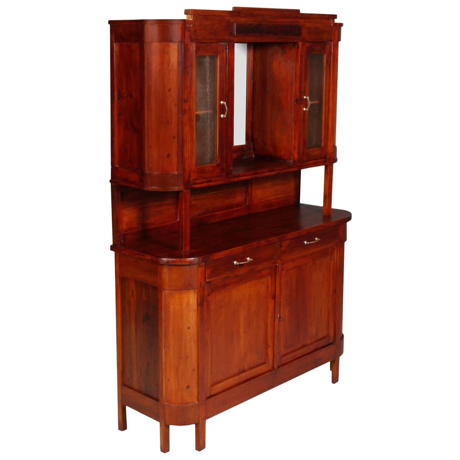 1900s Antique Credenza Sideboard Art Nouveau with Display Cabinet and  Mirror For Sale at 1stDibs