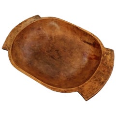 Antique Big Tirolean Hand-Carved Chestnut Wood Basin Bowl Nice for Centrepiece
