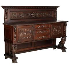 Late 19th Century Hand-Carved Walnut Credenza or Dresser, Tuscan Renaissance 7
