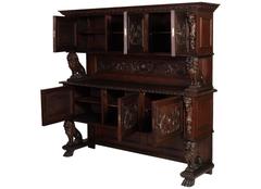 Late 19th Century Renaissance Sideboard Hand-Carved Walnut by G. Scalambrin