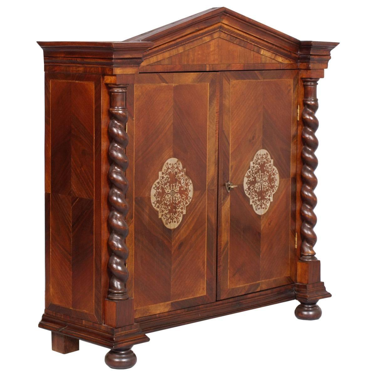 Inlay 1728 Austrian Commode Trumeau in Walnut age Charles V of Habsburg silver Inlaid  For Sale