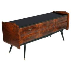Mid-Century Modern Dresser Mirrored Sideboard , Style Osvaldo Borsani, in Burl
