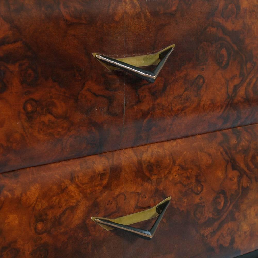 20th Century Mid-Century Modern Dresser Mirrored Sideboard , Style Osvaldo Borsani, in Burl For Sale