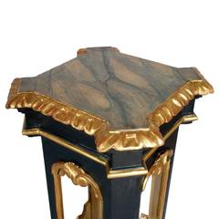 18th Century Baroque Pedestal Relics Housing Column  in Carved Wood with Gold L