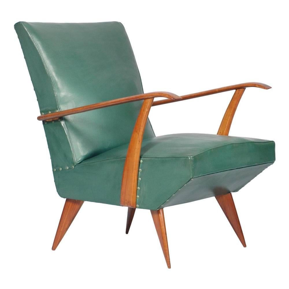 Italian Mid-Century Modern Carlo Mollino Armchair Lounge Chair, 1930s-1940s