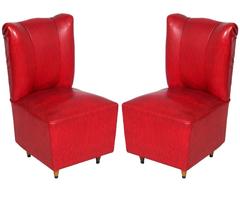 Pair of Italian Leatherette Chairs Art Deco Osvaldo Borsani attributed