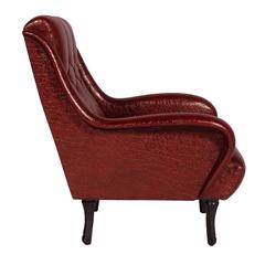 Fauteuil de salon moderne du milieu du siècle dernier de style Zanuso avec pieds en similicuir et bois ébénisé