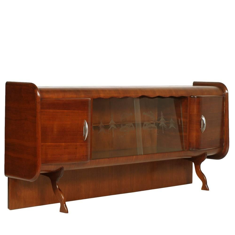 Mid-Century Modern Mid-Century Credenza Palazzi del Mobile with Showcase , Paolo Buffa atributed For Sale