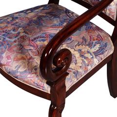 Late 19th Century Franch Empire armchair , in Carved Solid Mahogany