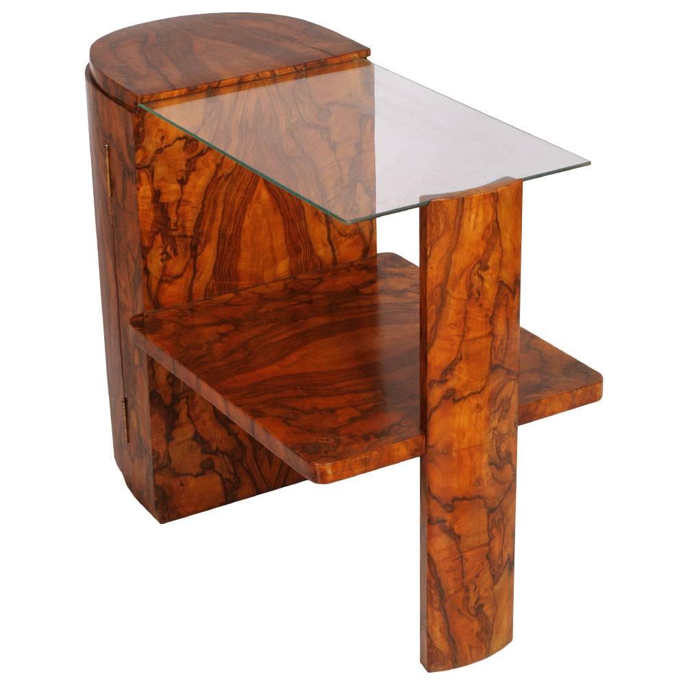 Italian Art Deco Osvaldo Borsani Fabulous Side Table Cabinet Console in Burl Walnut