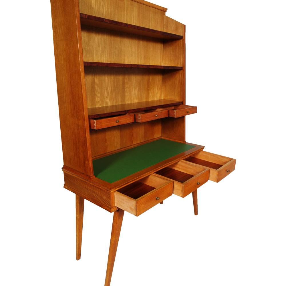 Italienischer Schreibtisch mit Bücherregal aus Ahornholz im Stil von Ico Parisi aus der Mitte des Jahrhunderts, 1950er Jahre im Zustand „Gut“ im Angebot in Vigonza, Padua