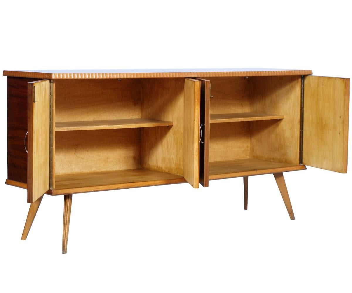 Italian Mid-Century Modern Melchiorre Bega Style Buffet Beech Rosewood and Inlaid Maple