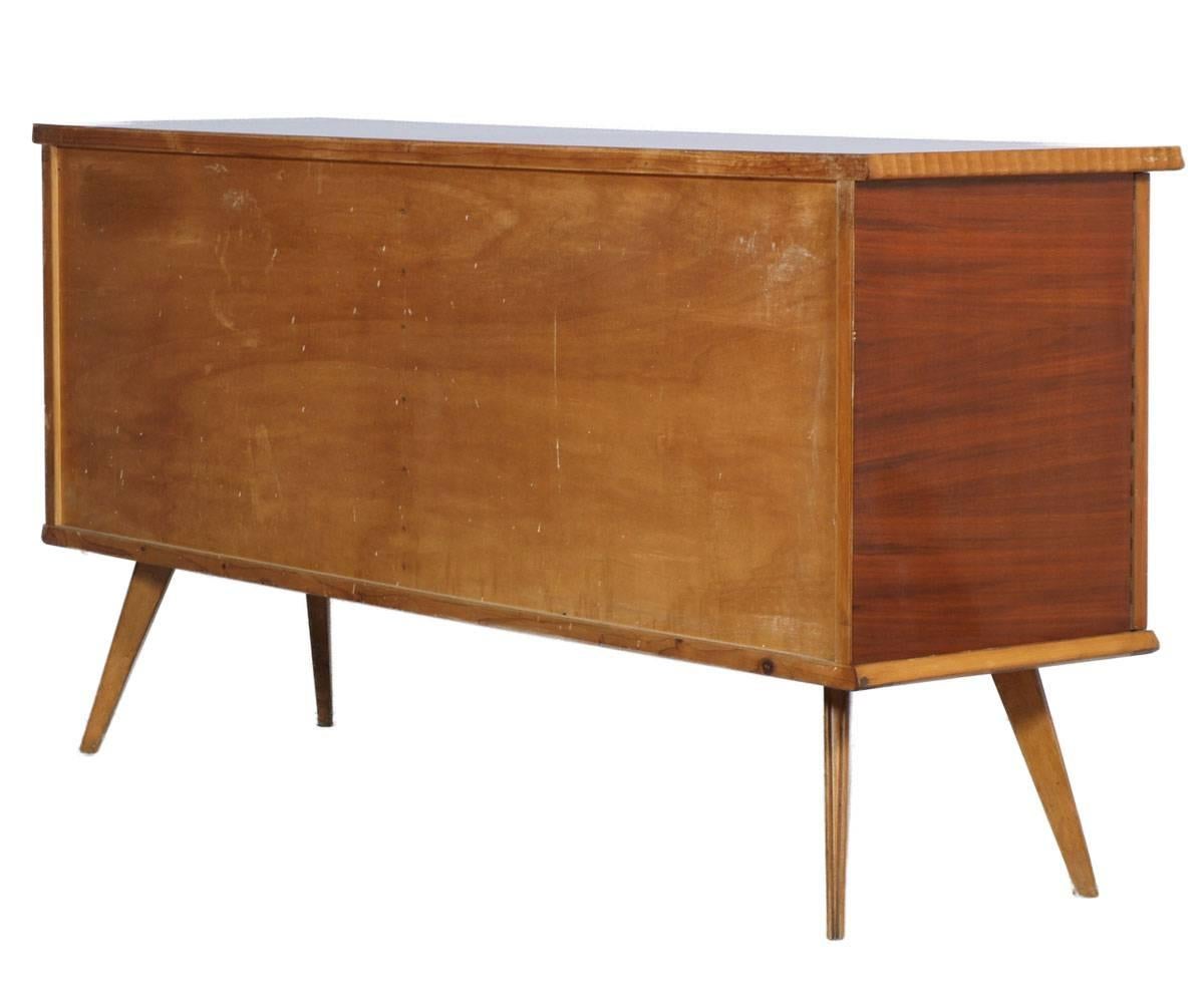 Mid-Century Modern Melchiorre Bega Style Buffet Beech Rosewood and Inlaid Maple In Good Condition In Vigonza, Padua
