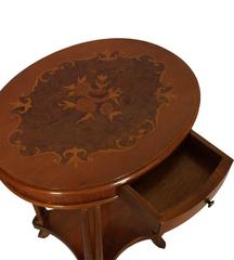 1940s Italian Sorrento Étagère Side Table Walnut, Burl Walnut veneer with inlay