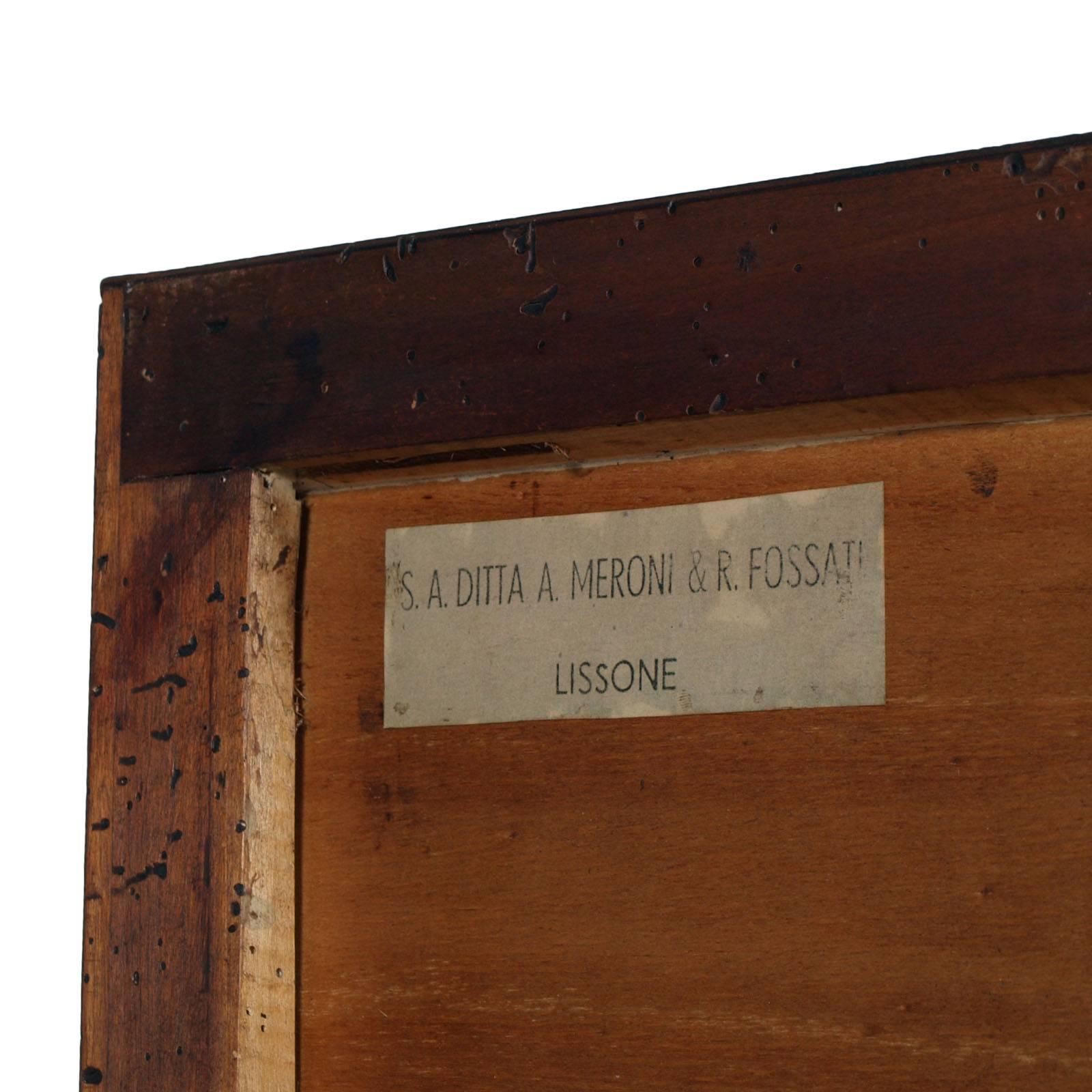 Walnut Art Deco Gio Ponti atributed Credenza Vitrine Cupboard, Meroni & Fossati, Burl 