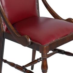 Late 19th Century Venetian Neoclassical gondola Armchair in Walnut and Leather