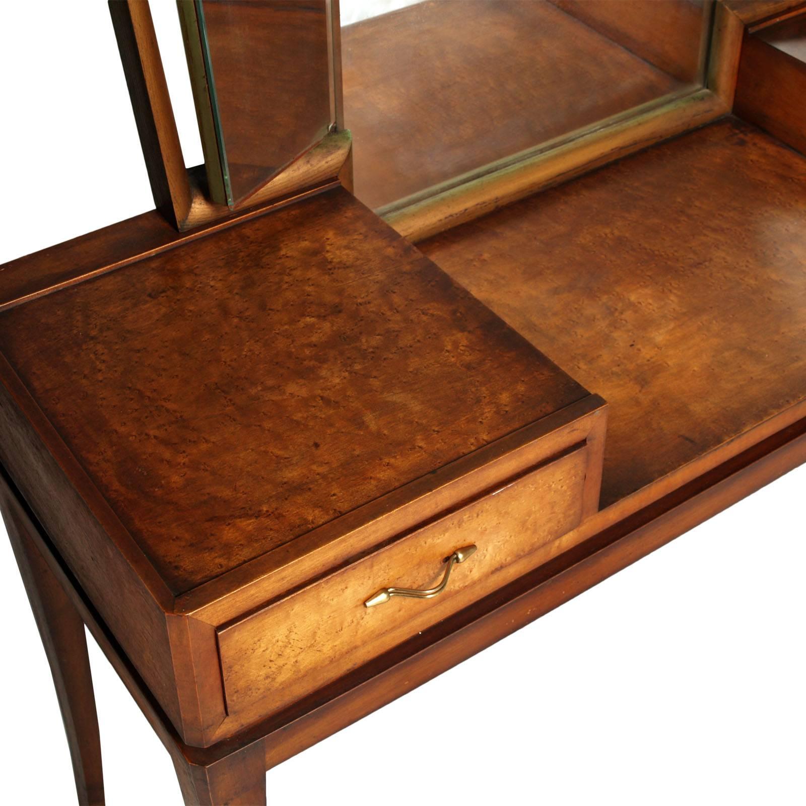 Appliqué Early 20th Century Modernist Vanity or Dressing Table, Meroni & Fossati Lissone