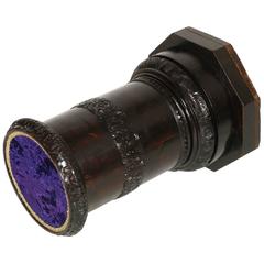 Late 19th century carved wooden bust-holder column, hand-carved walnut, ebonized