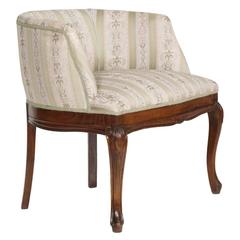 Italian Art Nouveau Walnut Richly Carved Armchair Newly Upholstered