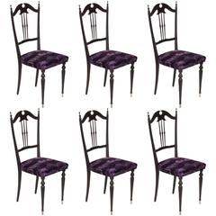 Mid-Century Modern Italian Set of Six Chiavari Chairs Restored and Reupholstered 6
