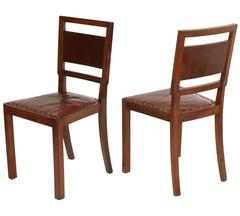 Chairs of the Futurist Period, Walnut with Era Leather and the Back Walnut Burl
