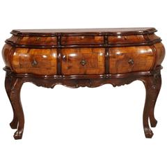 1890s Venetian Baroque Cabinet Chest of drawers console Handcarved Walnut Burl