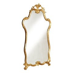 19th Century Venetian Baroque Mirror in Hand-Carved Walnut Gold Leaf Finish