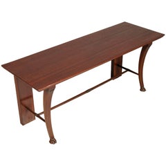 Late 19th Century Art Nouveau Carved Massive Mahogany Bench For
