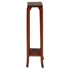 Italian Art Nouveau Pedestal Column in Walnut Restored and Polished to Shellac