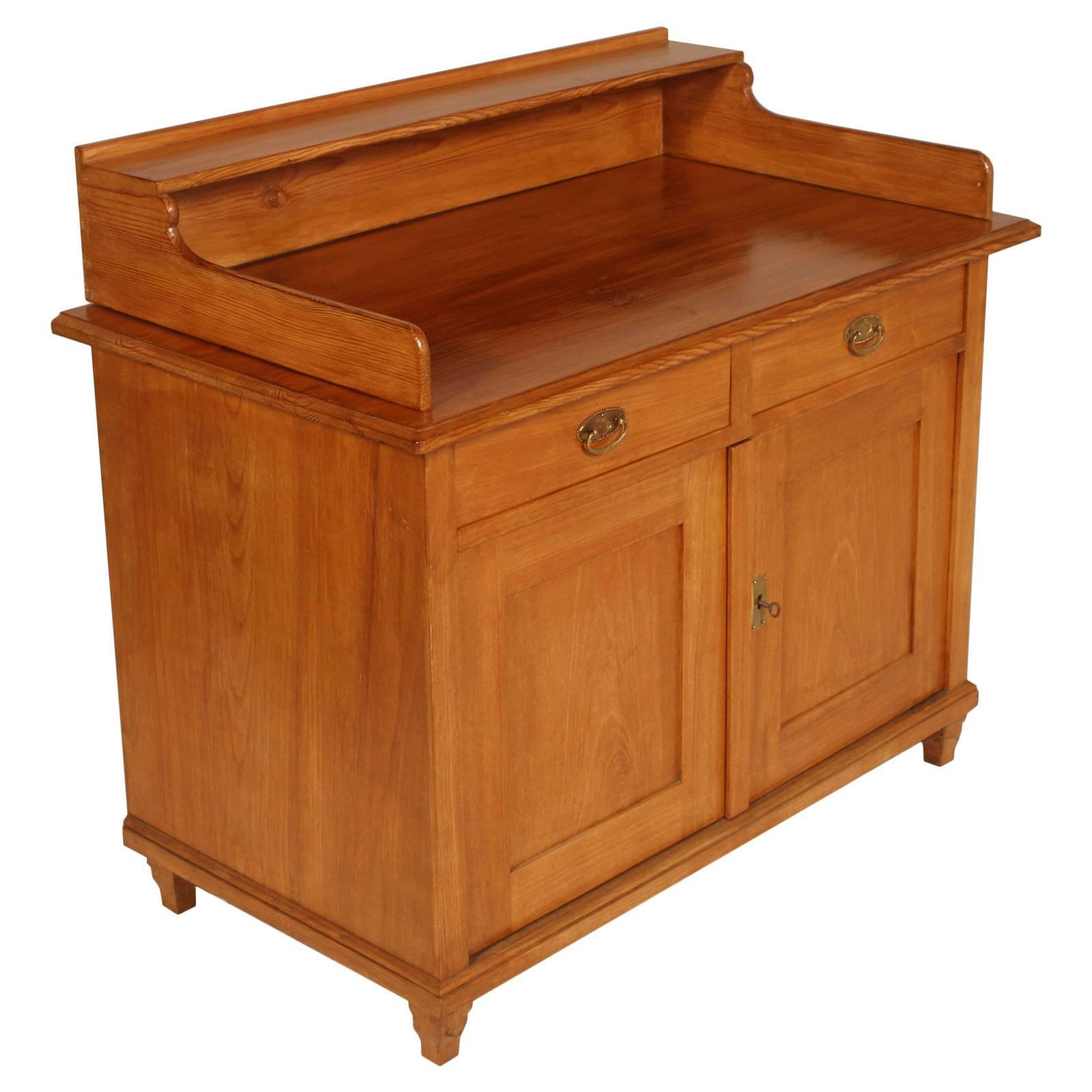 Late 19th Century Tyrolean Credenza Vanity Sideboard in solid Larch wax polished