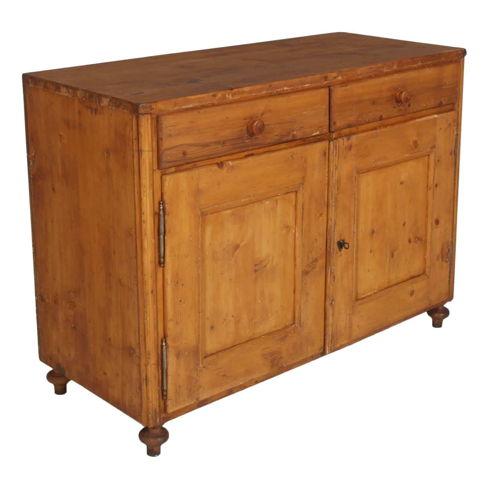 Austrian 19th Century Tyrol Credenza Sideboard, Solid Wood, Restored and Wax Finished For Sale