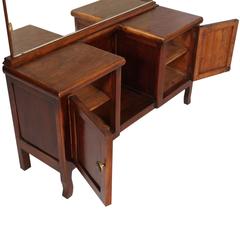 1930s Art Deco Entry Cabinet Console Table with Mirror in Walnut