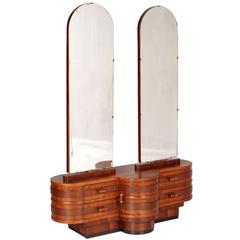 1920s Art Deco Console by Gaetano  Borsani with Adjustable Mirrors, Burl Walnut
