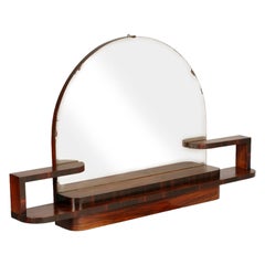 Antique 1920s Art Deco Wall Mirror in Burl Walnut by Osvaldo or Gaetano Borsani