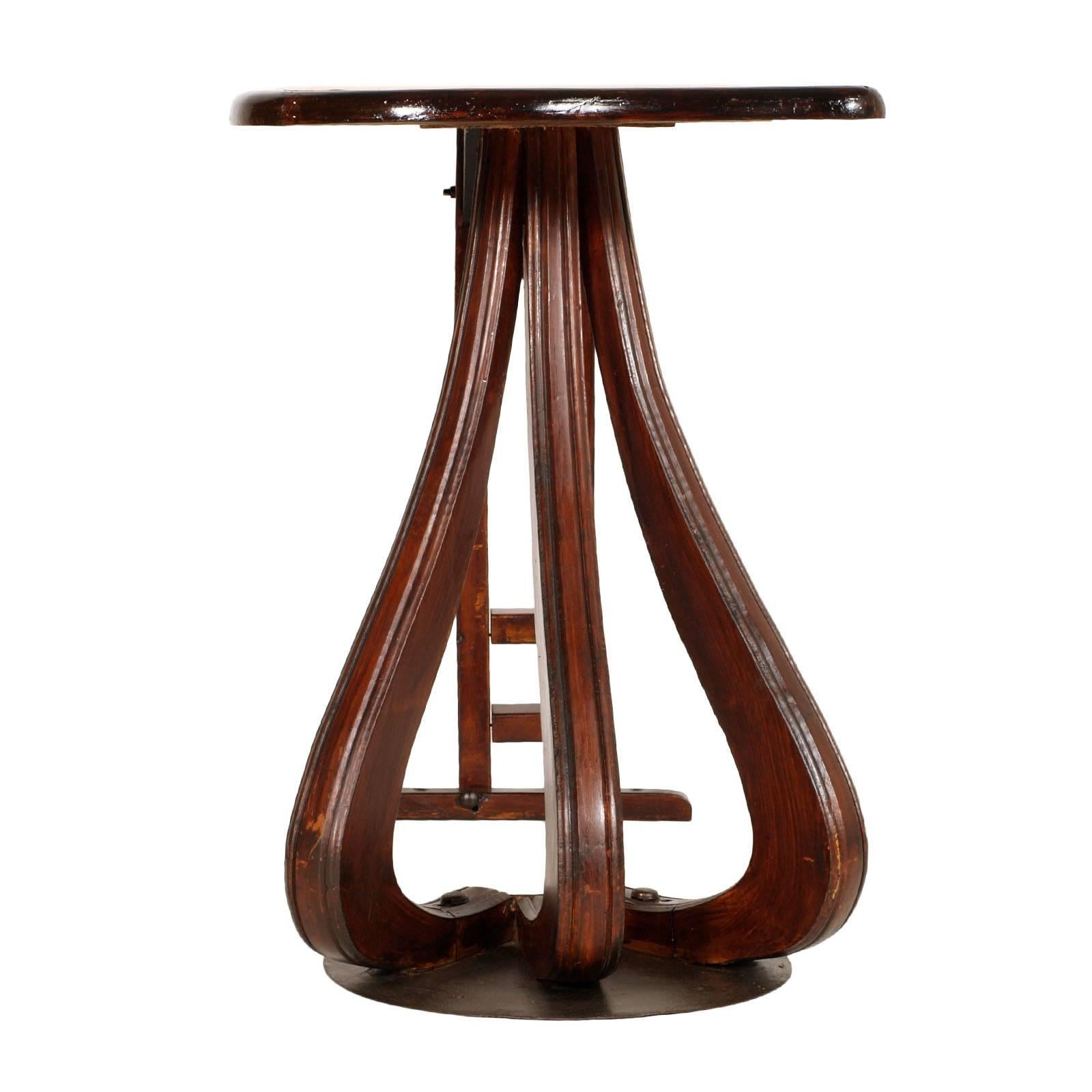 Art Deco Ulrich or Carlo Mollino style side occasional Table, shelf , console, in walnut